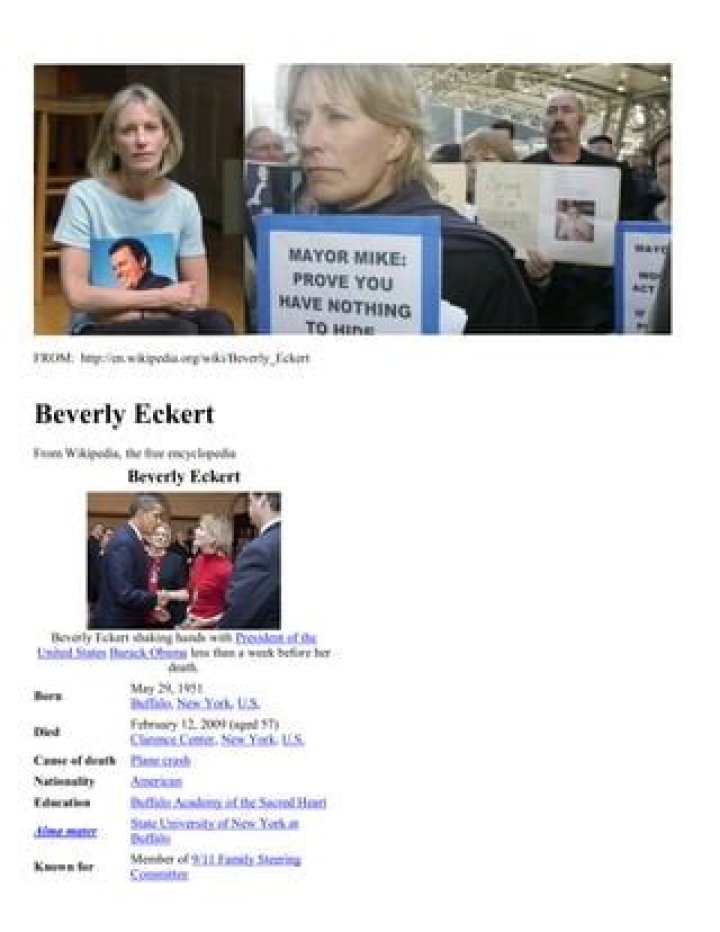 Beverly Eckert Cause of Death, How did Beverly Eckert Die?